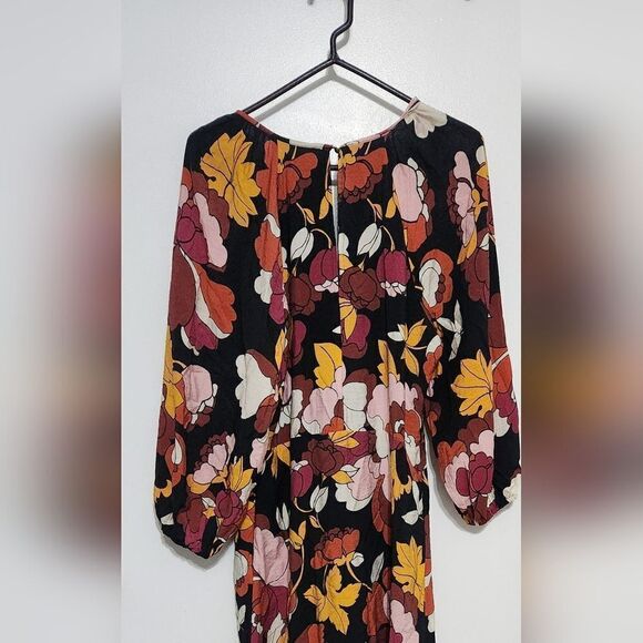 Anthropologie Maeve Deep-V Ruched Midi Dress Size 12 - Picture 7 of 14